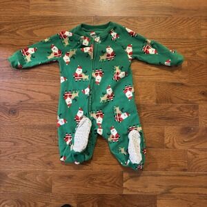 Child of Mine by Carter's Christmas Santa Fleece Sleep N' Play Pajamas 12 Months